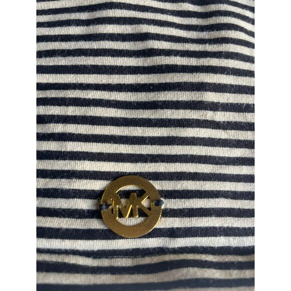 Michael Kors Black & Tan Striped Cold Shoulder Top Size L - Picture 4 of 4